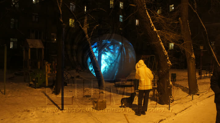 Night show in a courtyard